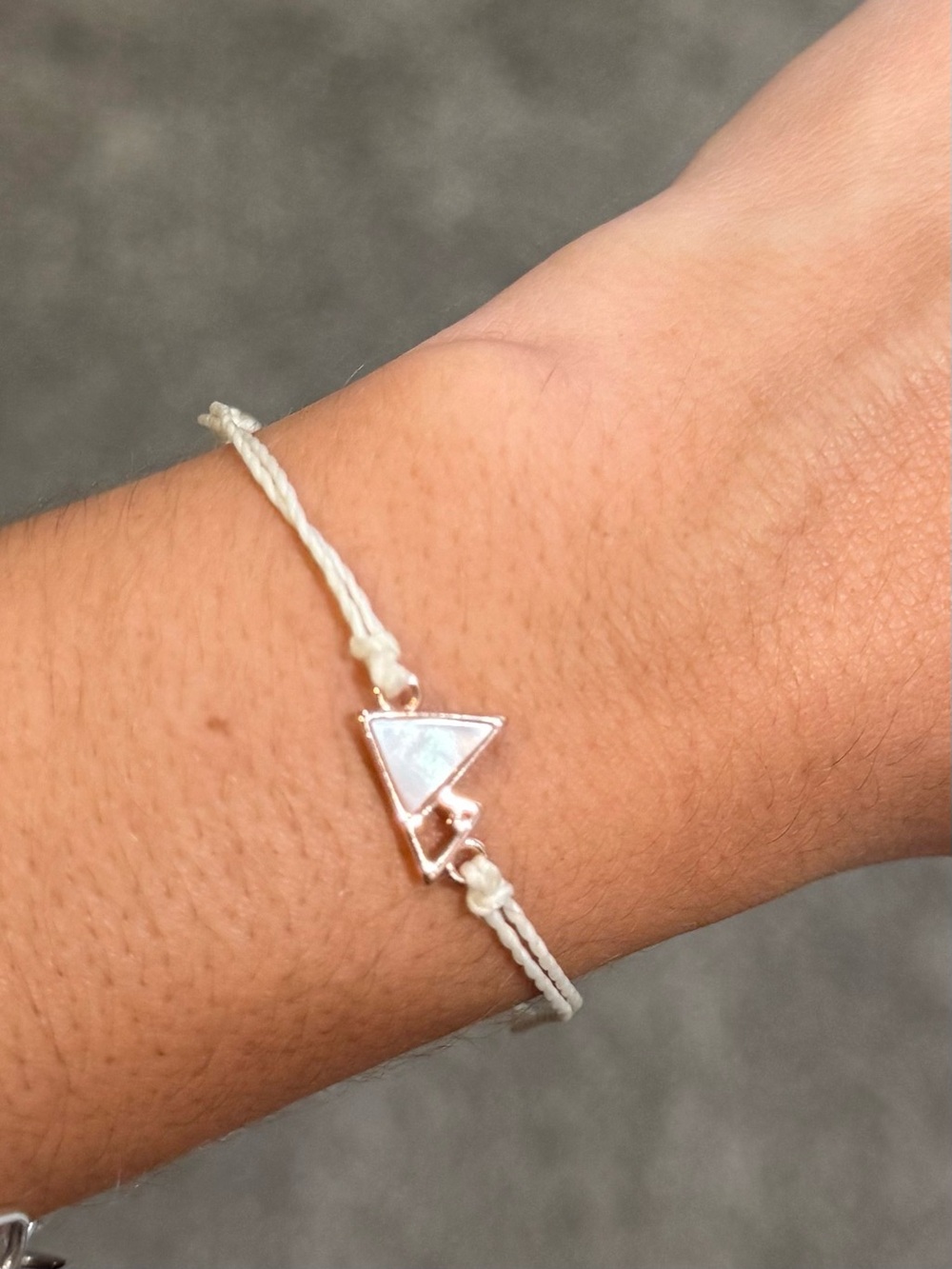 Pura Vida White Cord Bracelet with rose gold Triangle Shell Charm